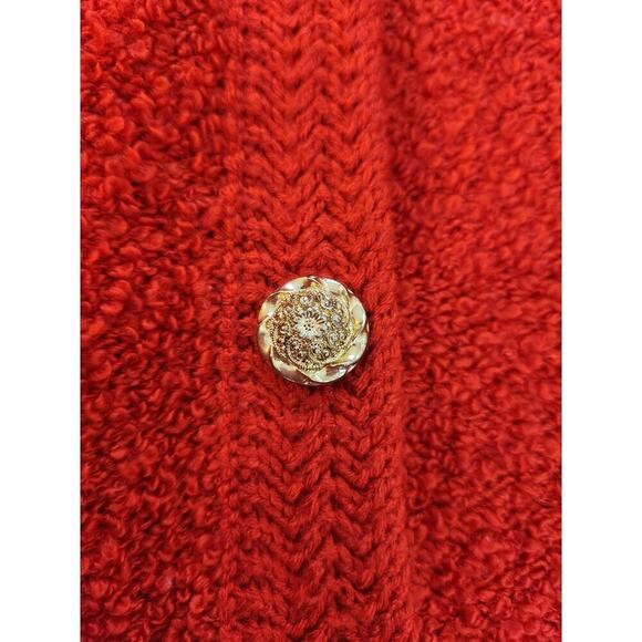 Rochelle California vintage red & gold button Sweater cardigan sz small - Picture 7 of 13